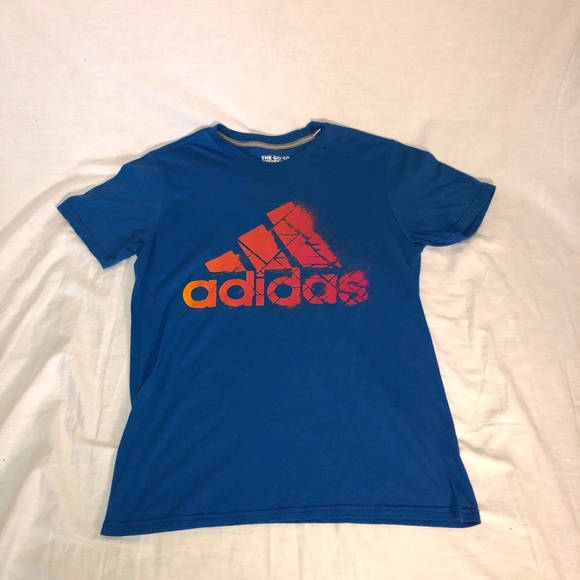 adidas Other - Men's Adidas Logo Graphic Short Sleeve T-Shirt Size Medium Blue Orange